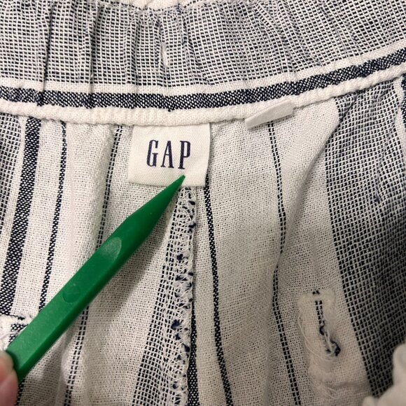 GAP 4" Pull On Striped Linen Blend Shorts With Pockets Drawstring Large - Picture 5 of 15